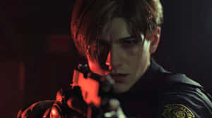 Resident Evil2 Remake Leon Aiming Pistol Wallpaper