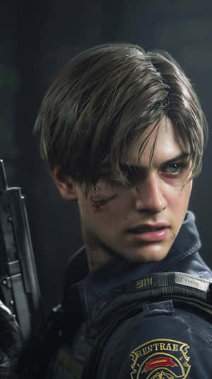 Resident Evil2 Remake Leon Close Up Wallpaper