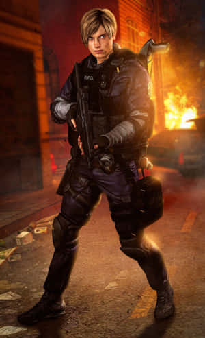 Resident Evil2 Remake Leonin Action Wallpaper