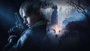 Resident Evil4 Remake Leon Overlooking Village Wallpaper