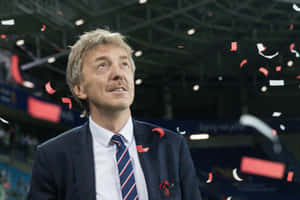 Retired Polish Footballer Zbigniew Boniek With Confetti Wallpaper