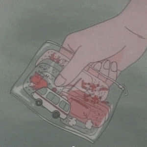 Retro Anime Hand Pouch Aesthetic Wallpaper