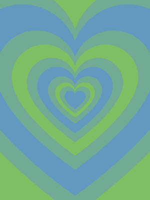 Retro Blue-green Wildflower Heart Wallpaper