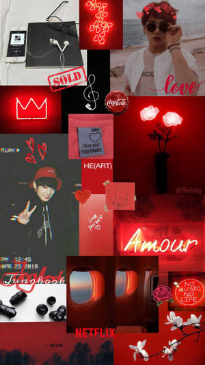 Retro Bts Jungkook Red Aesthetic Iphone Wallpaper