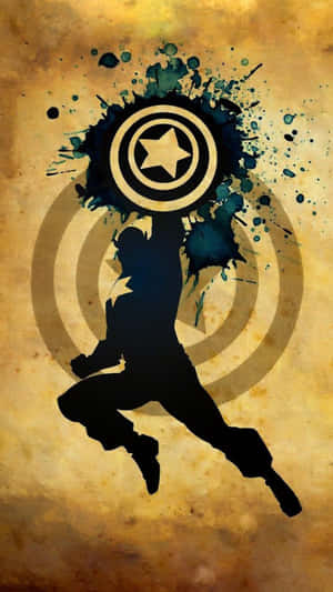 Retro Captain America In Vibrant Shades Of Colored Ink Wallpaper