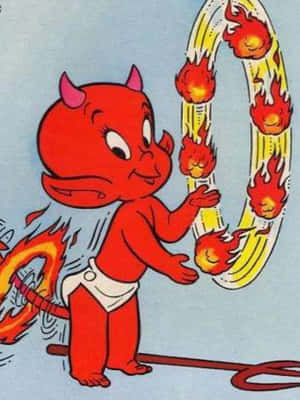 Retro Cartoon Devil Playing With Fire Wallpaper