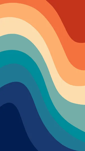 Retro Colorful Waves Aesthetic Wallpaper