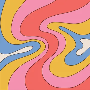Retro Colorful Wavy Pattern Wallpaper