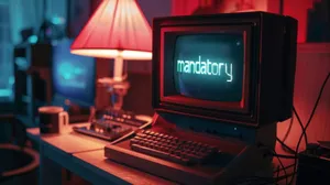 Retro Computer Deskwith Mandatory Screen Wallpaper