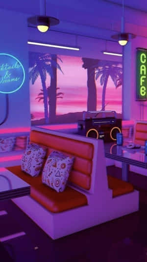 Retro Diner Aesthetic Interior Design Wallpaper