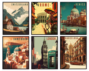 Retro_ European_ Travel_ Posters_ Collection Wallpaper