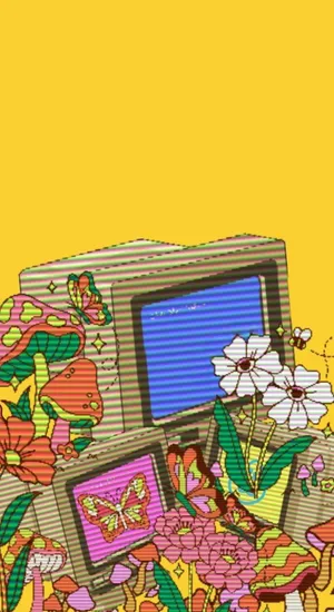 Retro Floral Computer Art Wallpaper