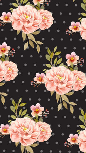 Retro Floral Pattern Dark Background Wallpaper