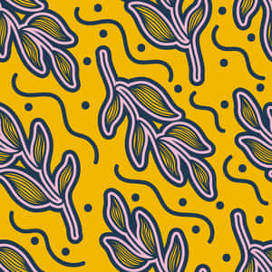 Retro Floral Pattern Yellow Background Wallpaper