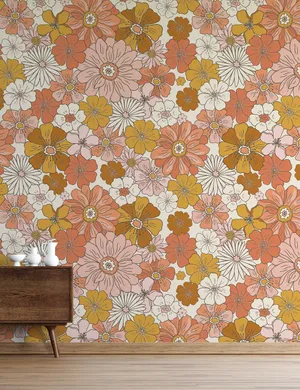 Retro Floral Wallpaper Interior Wallpaper