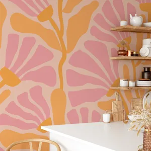 Retro Floral Wallpaper Kitchen Interior Wallpaper