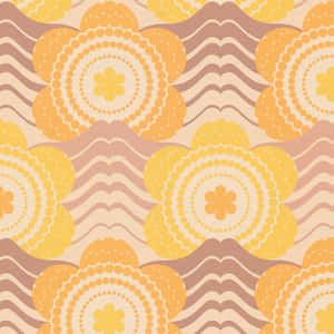 Retro Floral Waves Pattern Wallpaper