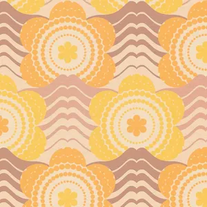 Retro Floral Waves Pattern Wallpaper