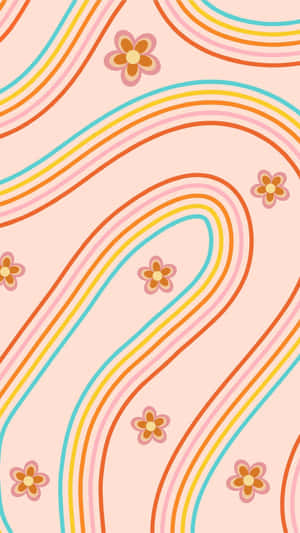 Retro Floral Wavy Pattern Wallpaper