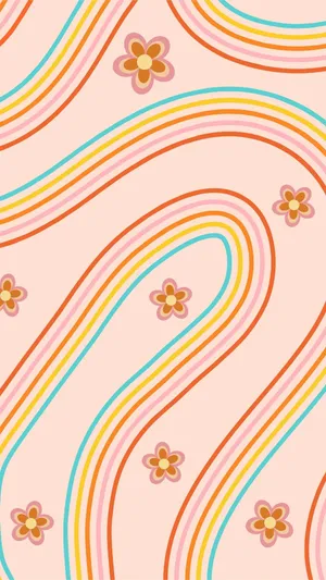 Retro Floral Wavy Pattern Wallpaper