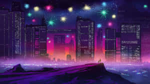 Retro Futurism Colorful Firework Wallpaper