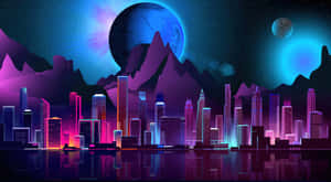 Retro Futurism Heavenly View City Wallpaper