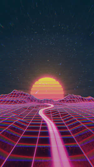 Retro Futurism Sunset Mobile Wallpaper