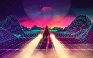 Retro Futurism Walking Path Wallpaper