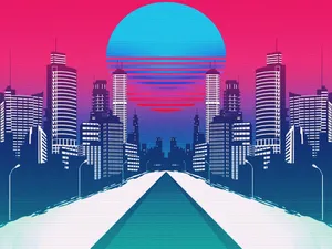 Retro Futuristic Cityscape Art Wallpaper