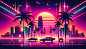 Retro Futuristic Cityscape80s Style Wallpaper