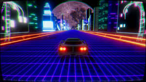 Retro Futuristic Cityscapewith Sports Car Wallpaper