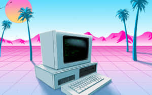 Retro Futuristic Computer3 D Aesthetic Wallpaper