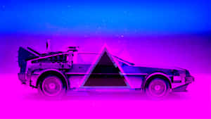 Retro Futuristic Delorean Neon Glow Wallpaper