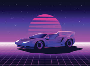 Retro Futuristic Neon Car Wallpaper