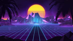 Retro Futuristic Neon Cityscape Wallpaper