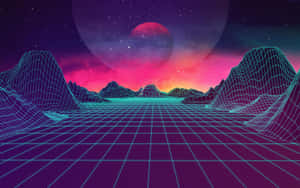 Retro Futuristic Synthwave Landscape Wallpaper