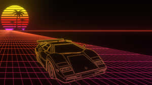 Retro Futuristic80s Car Sunset Wallpaper