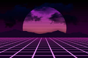 Retro Futuristic80s Synthwave Landscape Wallpaper