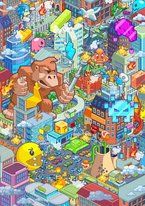 Retro Game Inside City Wallpaper