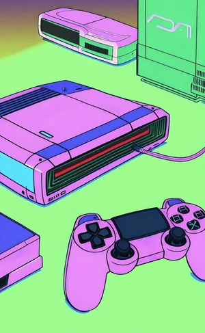 Retro Gaming Consoles Illustration Wallpaper