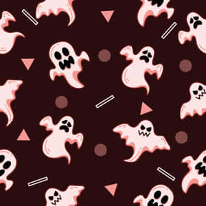 Retro Ghost Pattern Dark Background Wallpaper