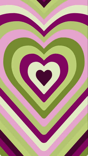 Retro_ Green_ Heart_ Pattern Wallpaper