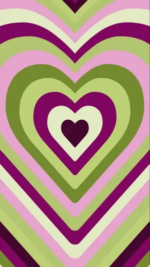 Retro_ Green_ Heart_ Pattern Wallpaper