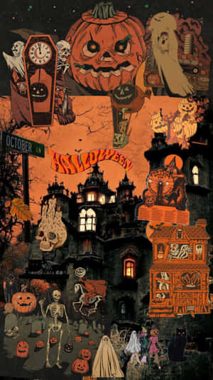 Retro Halloween Collage Artwork Wallpaper