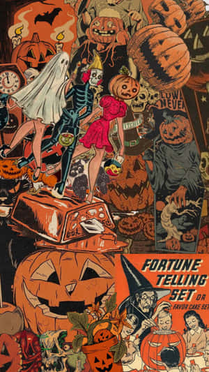 Retro Halloween Collage Artwork Wallpaper