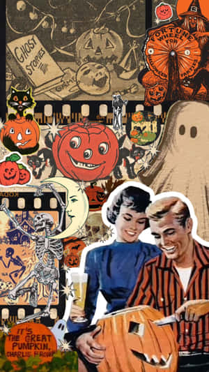 Retro Halloween Collage Vintage Imagery Wallpaper