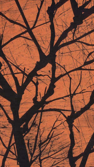 Retro Halloween Tree Silhouette Background Wallpaper