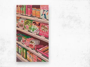 Retro Japanese Snack Aisle Aesthetic Wallpaper