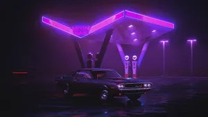 Retro Light Gas Station Wallpaper