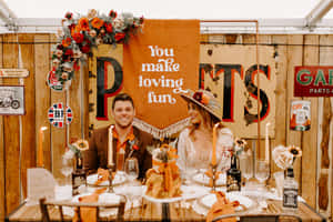 Retro Love Festival Theme Wedding Wallpaper